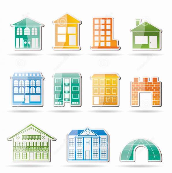 виды домов зданий различные Иллюстрация вектора - иллюстрации ...